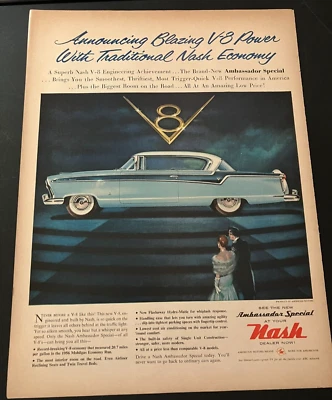Nash Ambassador Special V8 1956 - Anuncio impreso original vintage/arte de pared - LIMPIO Foto 1 de 4