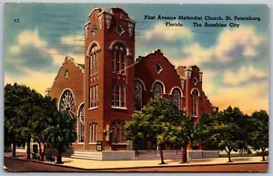 Vintage St. Petersburg Florida FL First Avenue Methodistenkirche 1940er Ansicht Postkarte - Bild 1 von 2