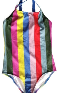 Multicolored Striped Swimsuit Mini Boden Swimming Swim Costume Age 8-9 Years - Picture 1 of 3