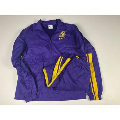 Nike NBA Los Angeles Lakers Courtside Warmup Tracksuit Set Purple Yellow Medium - Image 1 of 4