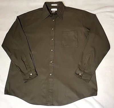 Alfani Shirt Olive Green Long Sleeve One Chest Pocket Polyester/Nylon Men's XL - Image 1 of 4