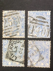 GB QV 1873-80 21/2d wtmk Orbs blau ALLE 4 Platten 17,18,19,20, FU Sg142 Portofrei - Bild 1 von 2