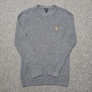 H&M Waffle Knit Sweater Men's Size Small Gray Round Neck Pullover (J) - Picture 1 of 6