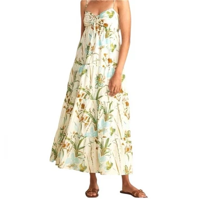 NWT Vineyard Vines Size XL Ruched Halterneck Maxi Dress Wild Floral Stone $248 - Image 1 of 4