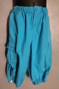 Girls Size Large Youth Vintage Cargo Turquoise Parachute Capri Shorts - Picture 1 of 4