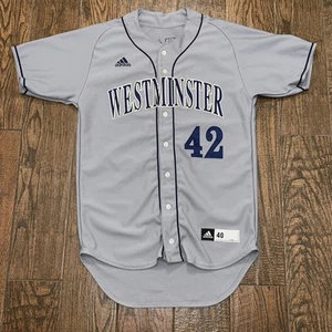 Westminster College Titans Mens Baseball #42 Game Worn Adidas Jersey Size. 40 - Picture 1 of 3