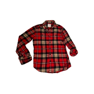 Camisa de franela American Eagle abotonada a cuadros roja crema talla Xs   Foto 1 de 4