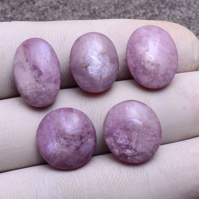 5 Pcs Natural African Ruby 14mm-17mm Unheated Oval Cabochon Stunning Gemstones - Image 1 of 4