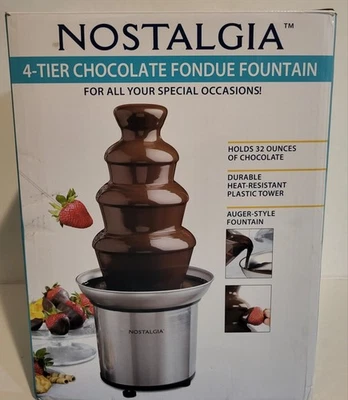 Шоколадный фонтан Nostalgia шнековый стиль чаша с подогревом из нержавеющей стали 4 УРОВНЯ - Изображение 1 из 2