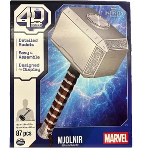 Spinmaster 4D Build Marvel Mjolnir Thor Hammer 3D Puzzle Model Kit w/Stand 87Pcs - Picture 1 of 1