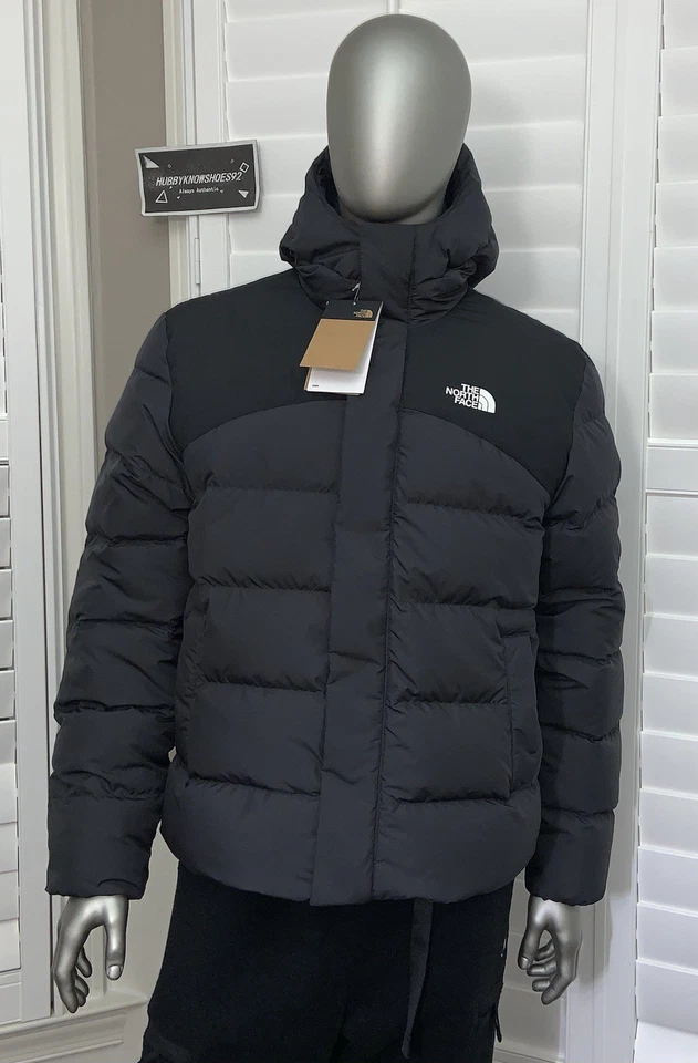 The North Face Men Baltic Hoodie Insulated 600-Down Puffer Jacket Grey Black NWT - Image 1 of 4