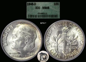 1946-D Roosevelt Dime RPM-7 in a ICG66 holder. Nice CONECA RPM! - Picture 1 of 1