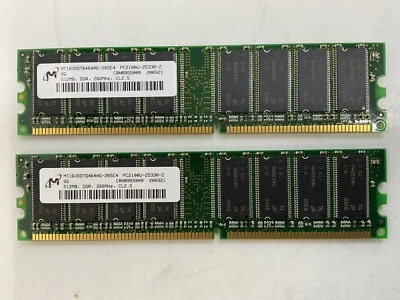 MT16VDDT6464AG-265C4 PC2100U-25330-Z 512MB DDR 266MHz CL2.5 Memory RAM Cards x 2 - Image 1 of 4