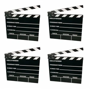 4x Clap Clapet de Mise en Scène Film Hollywood Rabat Clap 20x18cm - Photo 1/1
