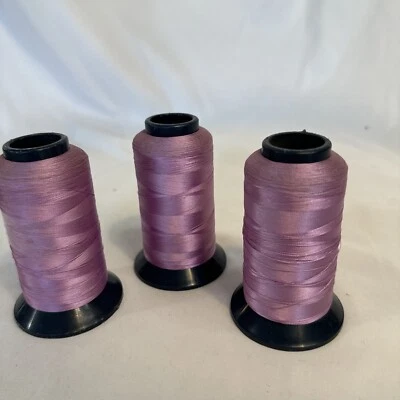 Lot Of 3 Salus Textile Lilac Embroidery Thread Cones 5,500 Yards Ea - Image 1 of 2