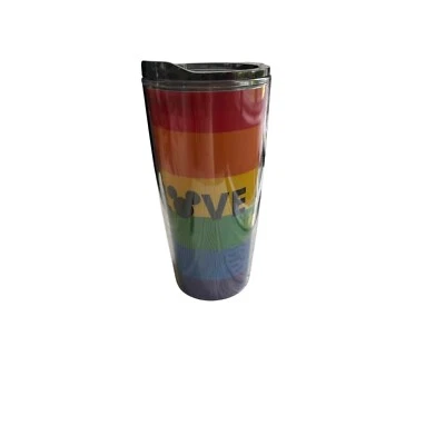 Vaso de viaje Disney Pride arco iris Mickey Mouse Love 20 oz sin pajita usado en excelente estado Foto 1 de 4