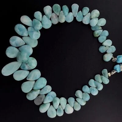 Gema Natural Larimar 8x6 a 13x8 mm Tamaño Cuentas de Pera Lisa 8" Hilo Foto 1 de 4