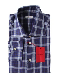 Camisa De Algodón Kiton Azul A Cuadros - Slim - 16/41 - (KT423226) - Imagen 1 de 4