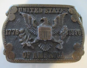Vintage USA1776-1976 "AJ Dezy" Bicentennial Bronze ColoredMetal Brass Belt Buckle - Bild 1 von 5