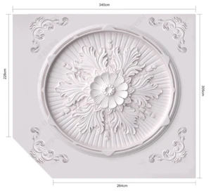 Mural de techo en relieve floral de yeso blanco 3D autoadhesivo extraíble 333... - Imagen 1 de 1