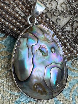 Charles Albert Iridescent Abalone & Sterling Silver Handcrafted Pendant Necklace - Image 1 of 4