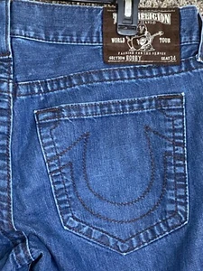 Pantalones de mezclilla True Religion para hombre 36x32 etiqueta marrón World Tour Bobby Seat 34 - Imagen 1 de 5