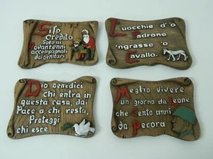 QUADRETTO SOUVENIR LEGNO PERGAMENA VARIE FRASI VINTAGE CALABRIA 26X20 CU1 - Picture 1 of 5