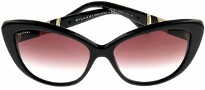 Bvlgari Sunglasses BV8151B 501/8H Women Black Hand Set Crystal Bands Cat Eye - Picture 1 of 5