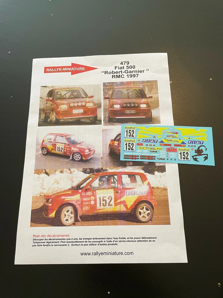 DECALS 1/43 FIAT CINQUECENTO ROBERT RALLYE MONTE CARLO 1997 WRC RALLY - Изображение 1 из 1