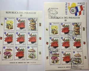 RARE 1986 PARAGUAY FDC COVER MUSHROOMS WITH CANCELED AND MINT NUMBERED SHEETS - Picture 1 of 6