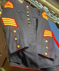 USMC Marine Corps Enlisted Dress Blues Jacket Military Master Sargent - Picture 1 of 9