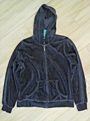 Chaqueta deportiva de calentamiento de terciopelo con capucha frontal cremallera completa azul marino SJB Active talla S Foto 1 de 4