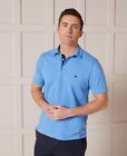 Savile Row Company Men's Classic Fit Ocean Blue Cotton Short Sleeve Polo Shirt
