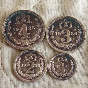 1936 EDWARD VIII 4 COIN SILVER PROOF PATTERN MAUNDY SET - Picture 1 of 6
