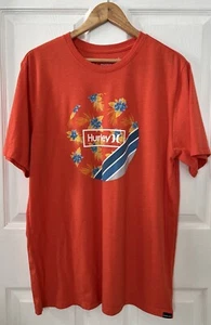 Hurley Everyday Washed Mens Size L Orange T-Shirt  Floral Tropical Theme EUC - Picture 1 of 12