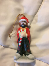 Vintage Flambro Kelly Jr Hobo Clown With Candy Cane Porcelain Ornament