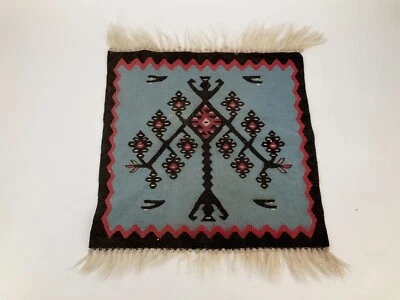 *KELIM TISCHLÄUFER MUSTER ORNAMENT BERBER TISCHDECKE WOLLE VINTAGE 49x49 - Bild 1 von 4