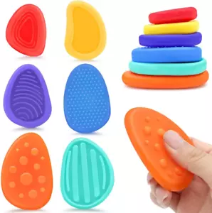 Sensory Stone Fidget Toys, 6 Pcs Quiet Worry Stone for Kids/Adults Calming, Sili - Picture 1 of 12