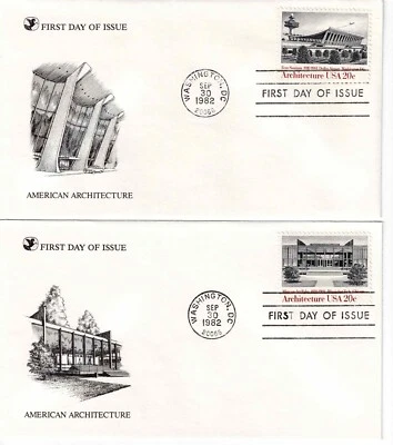 US Scott #2019-22, First Day Covers 9/30/82 Washington Single Architecture - Image 1 of 2