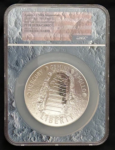2019 P Apollo 11 50th Anniversary Proof 5 oz Silver Coin NGC PF70 Ultra Cameo Cover