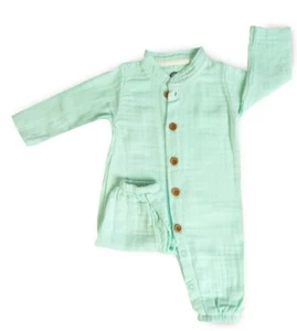 Baby Girl Boy Jumpsuit Organic Cotton Linen Romper One-Piece Bodysuit - Picture 1 of 2