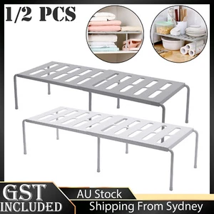 1/2xAdjustable Cupboard Storage Shelf Organiser Holder Pantry Stand Rack Kitchen - Picture 1 of 14