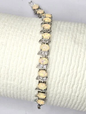 Pulsera Mujer Plata Alterna Blanco Ópalo y Circonita Circonita T-8088 Foto 1 de 3