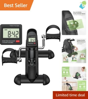 Adjustable Resistance Under Desk Bike Pedal Exerciser with LCD for Home/Office - Image 1 of 4