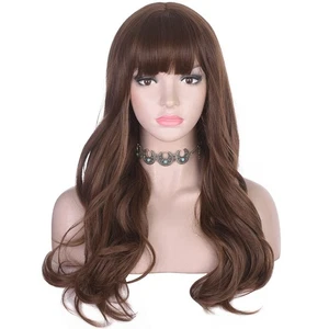 Parrucca Lunga Ondulata con Bangs per Donna Capelli Sintetici Resistente al Calore Aspetto Naturale... - Foto 1 di 7