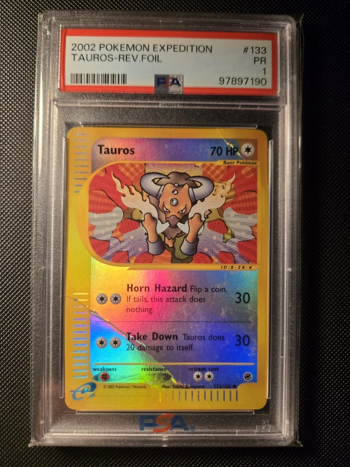 Tauros Reverse Holo Expedition Base Set 133/165 PSA 1, Population 1!!! - Image 1 of 2