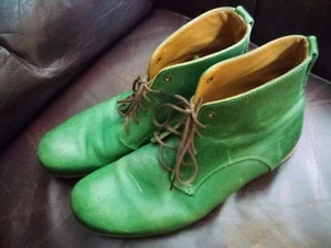 John Fluevog Radio BBC Green Leather Mens ankle boots Sz 7.5 1123025 Vintage - Picture 1 of 9