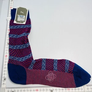 Pantherella Vintage Mens Cotton Crew High Lightweight Navy Red With Tags Size 11 - Picture 1 of 10