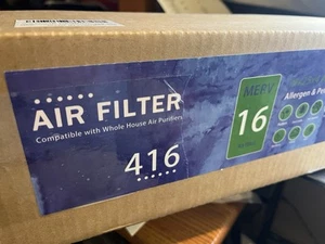 416 Filter for Whole House Air Purifier 16x25x4 MERV 16 Rating Allergen and Pet - Picture 1 of 12