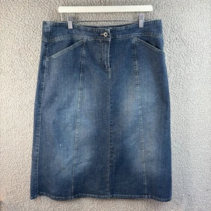 Monsoon Denim Midirock Damen Größe UK 16 Blau Mid Wash A-Linie Vintage 90er 2000 - Bild 1 von 11